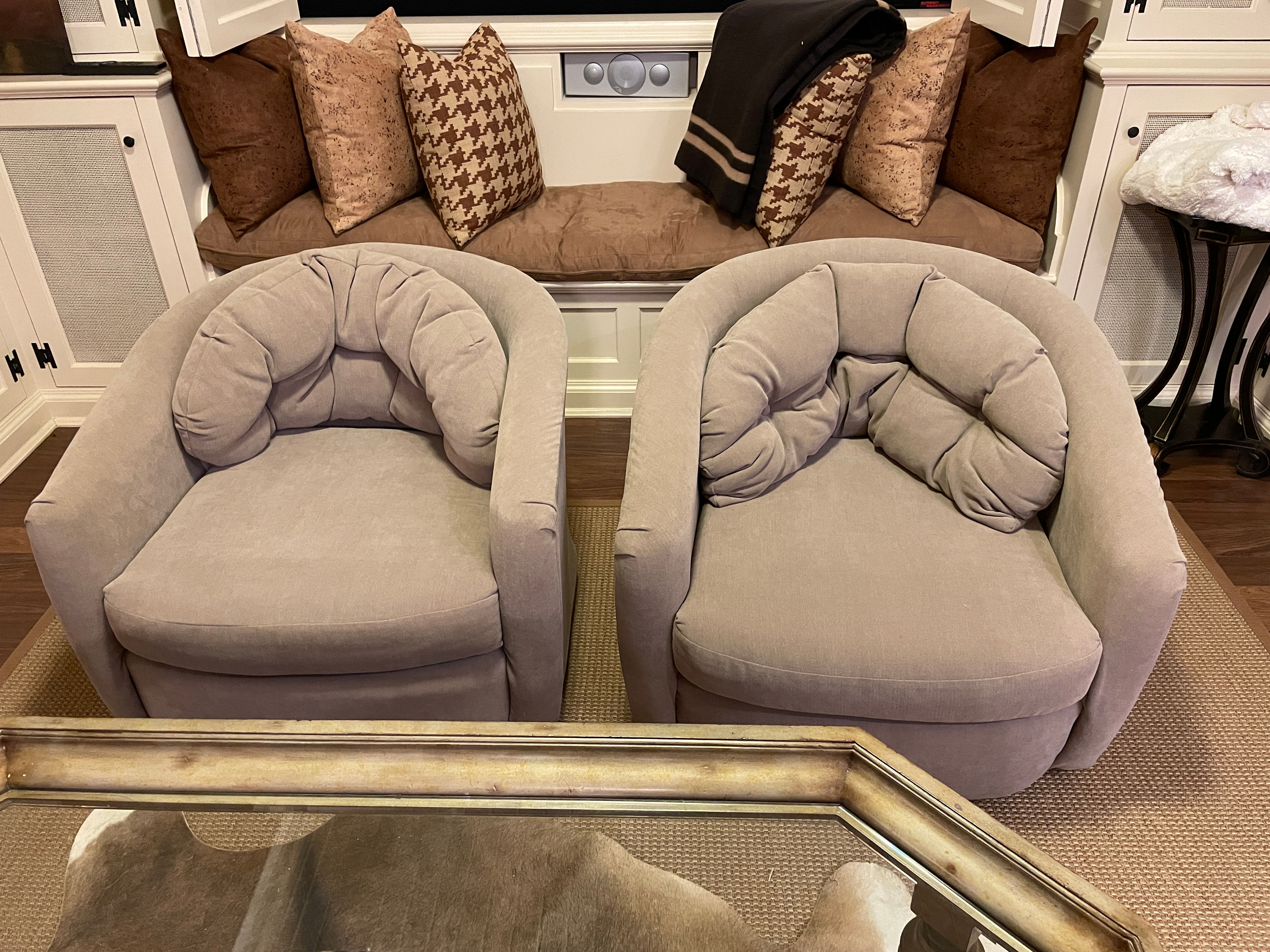 Lot 61 - Pair of Swivel Club Chairs in Taupe