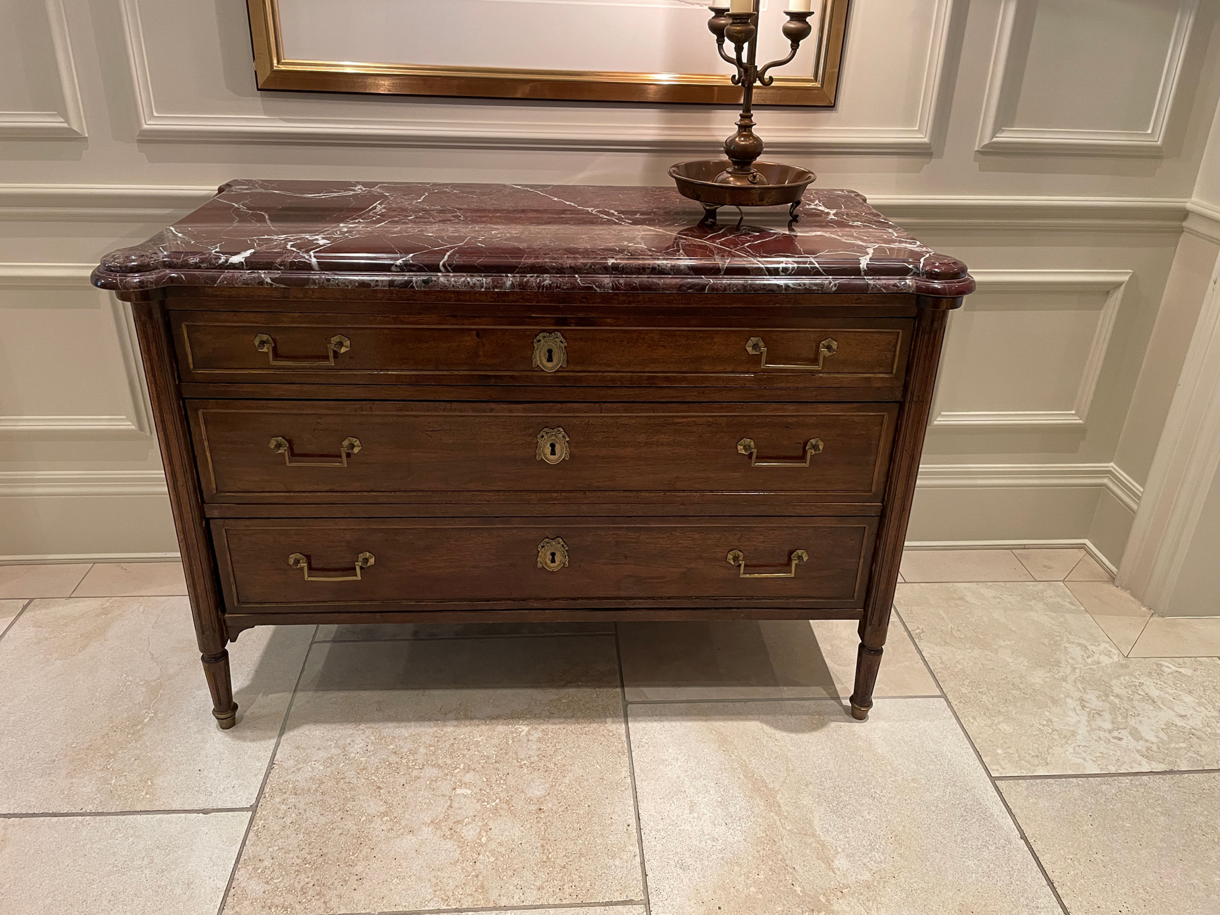 Lot 42 - Antique Marble-Top Chest of Drawers