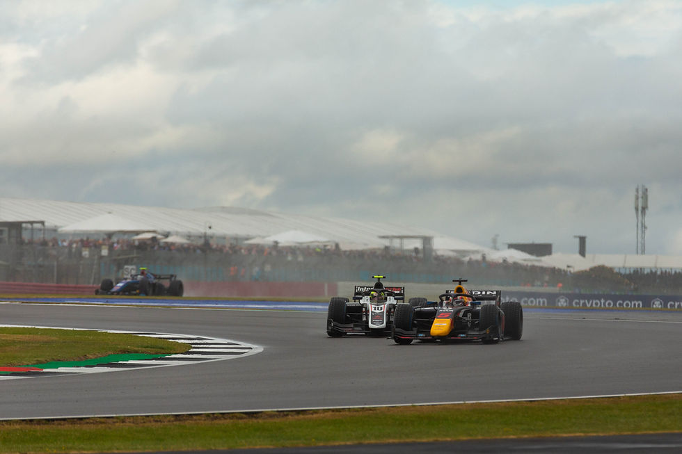 Liam Lawson at the wheel of a Formula 2 car on track