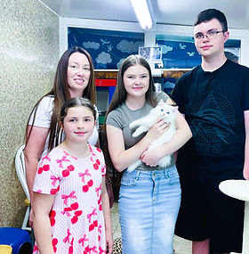 Stacey Burgess & her children came from Longville Louisiana 7/16/2025 for our White Male & named him LEO.