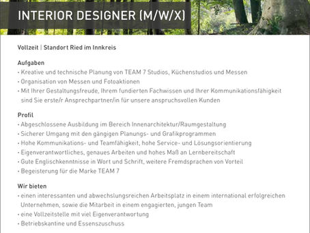 INTERIOR DESIGNER (M/W/X)