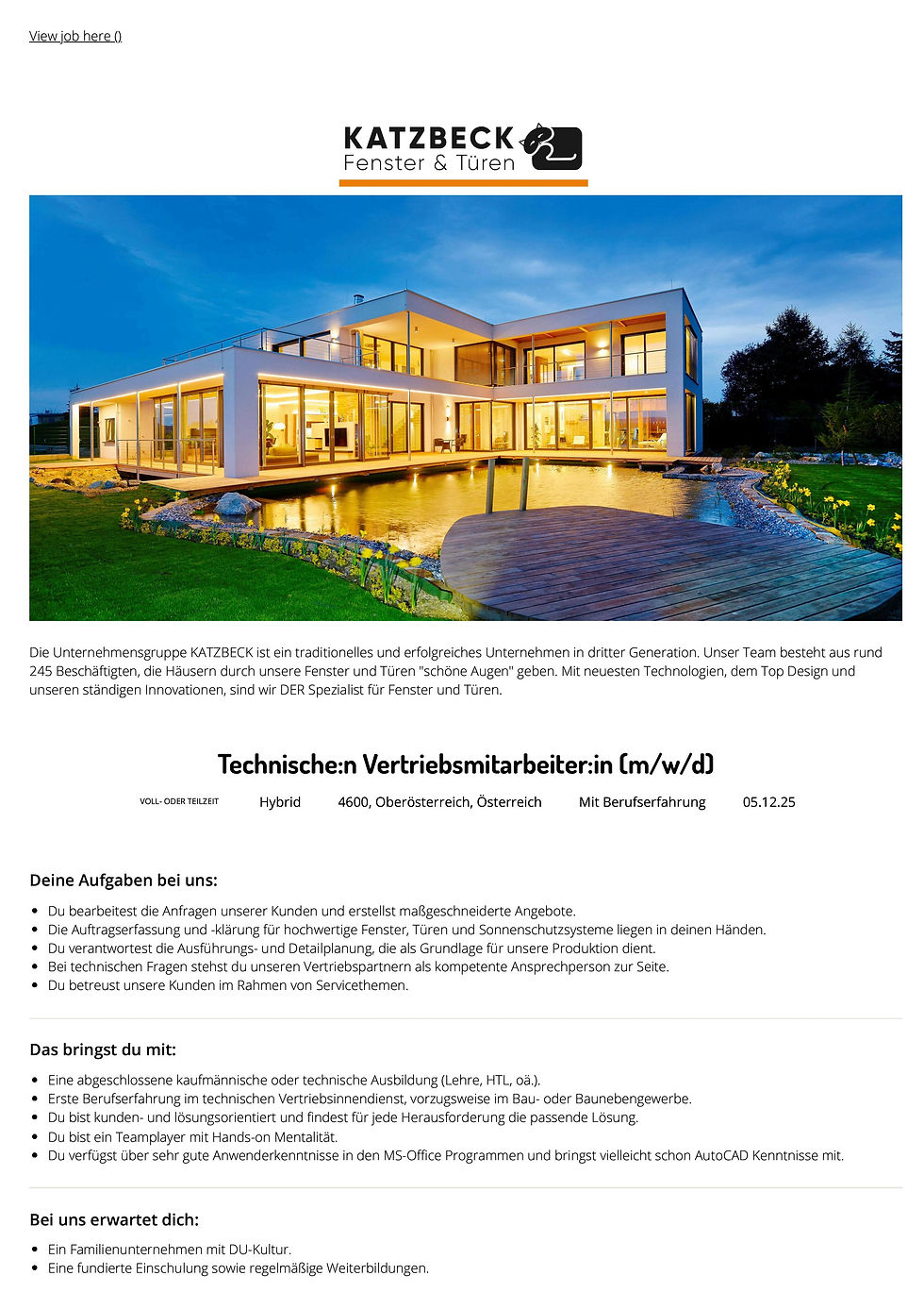 Technische:n Vertriebsmitarbeiter:in (m/w/d)