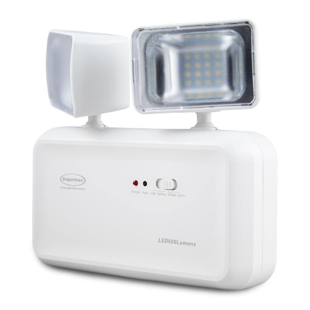 Iluminação Emergência LED 600 Lúmens 2 faróis com bateria selada