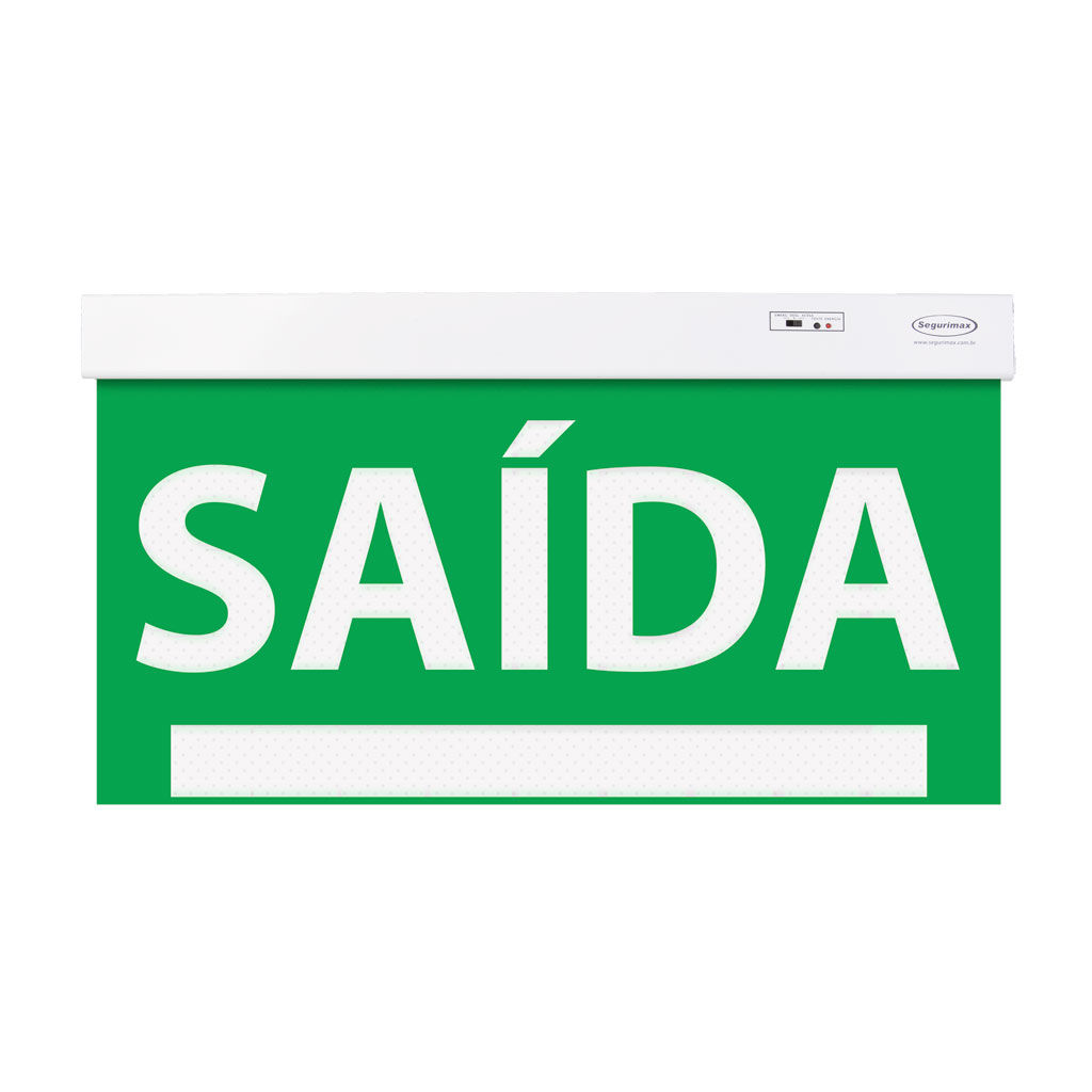 Sinalização Saída SLIM Face Única 50x25cm verde com seletor e adesivo