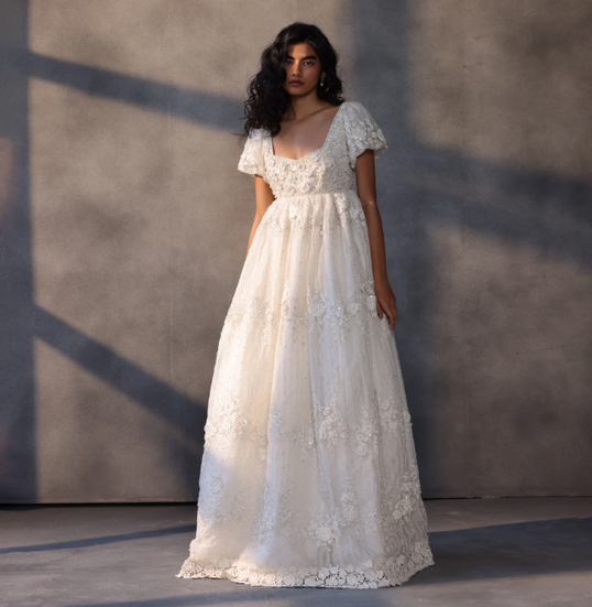 Gilded Twilight – Cutwork Lace Victorian Gown by Payal Jain