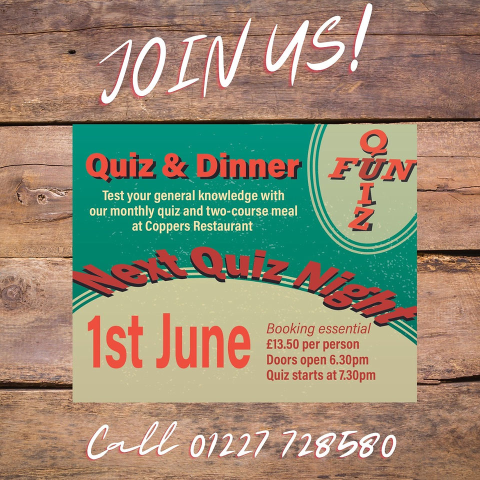 Quiz and Dinner sign