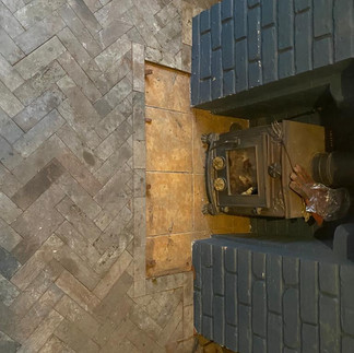 fireplace near Herringbone floor construction by local kent carpenters IJB carpentry