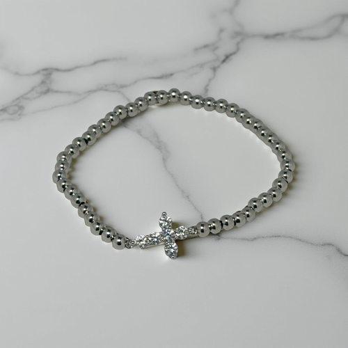 国内発送【Chained&Able】SILVER HANGING CROSS BEADED BRACELET Beaded Cross Bracelets | The Bead Factory