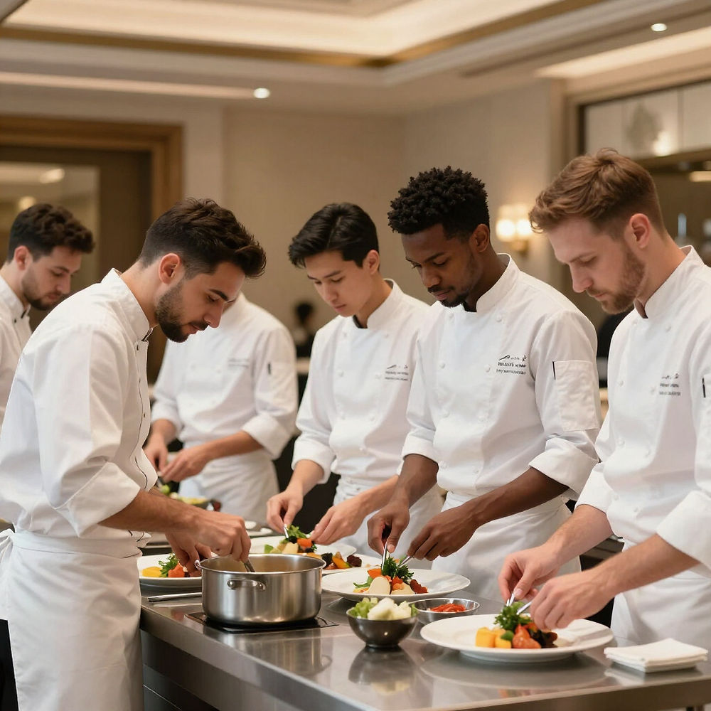 Chefs plating food for plate & pass recruitment
