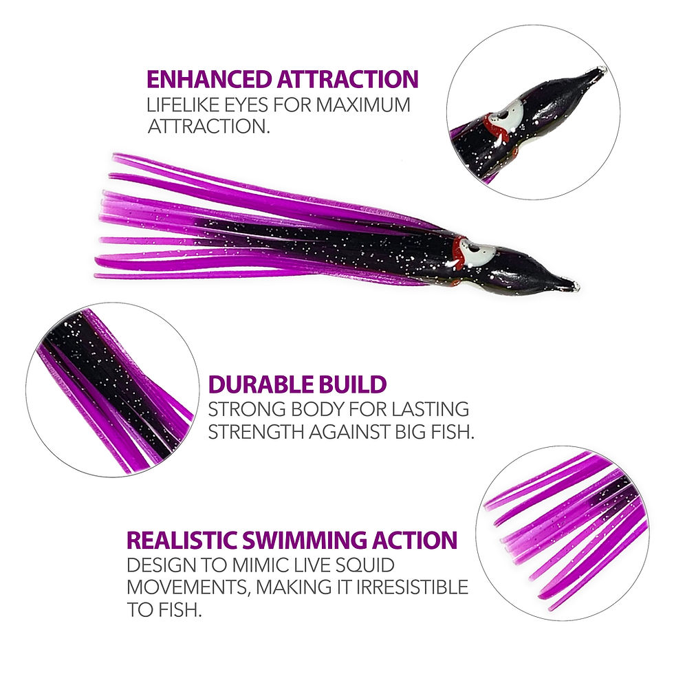 Thumbnail: Hoochie Skirts Squid  Purple- Black4.75 inch