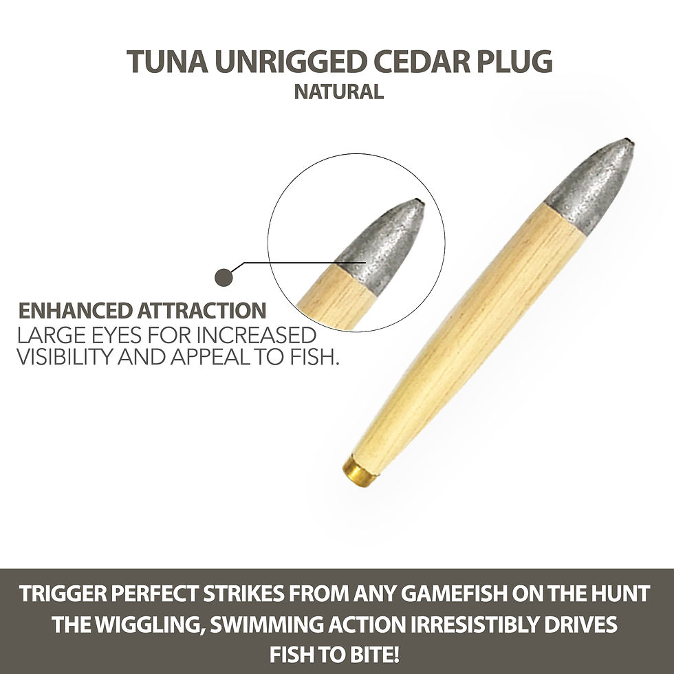 Thumbnail: 8" Unrigged, Cedar Plugs Natural 6 Pcs w/Lure Bag