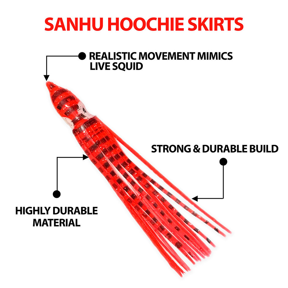 Thumbnail: Hoochie Skirts Squid Red Tiger 4.75 inch
