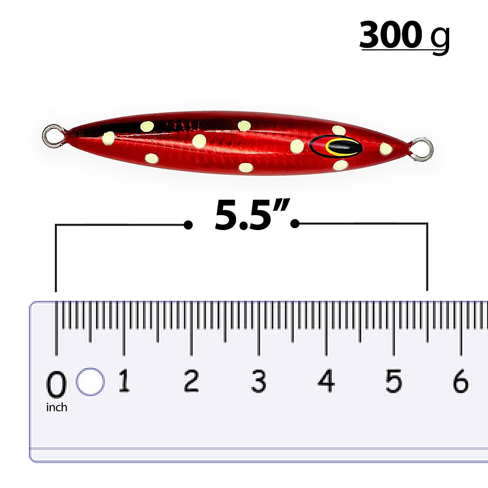 Thumbnail: Tuna Jig, Red Polk Dot, 3 Pieces, Wire-Through
