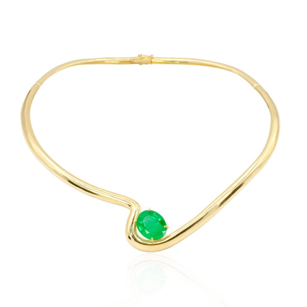 Colar Mares com Esmeralda em Ouro 18k