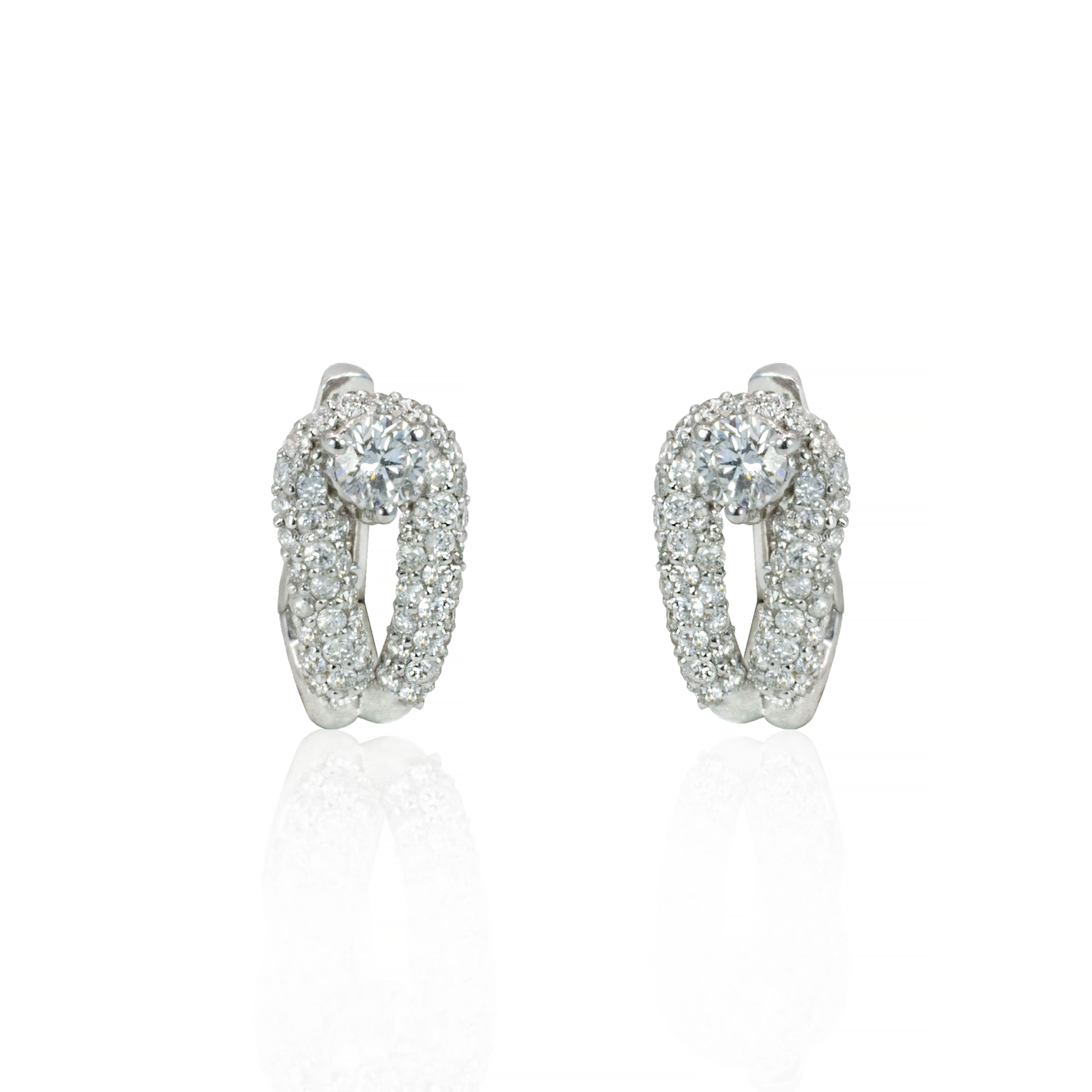 Argola Stardust Pequena com Diamantes em ouro Branco 18k