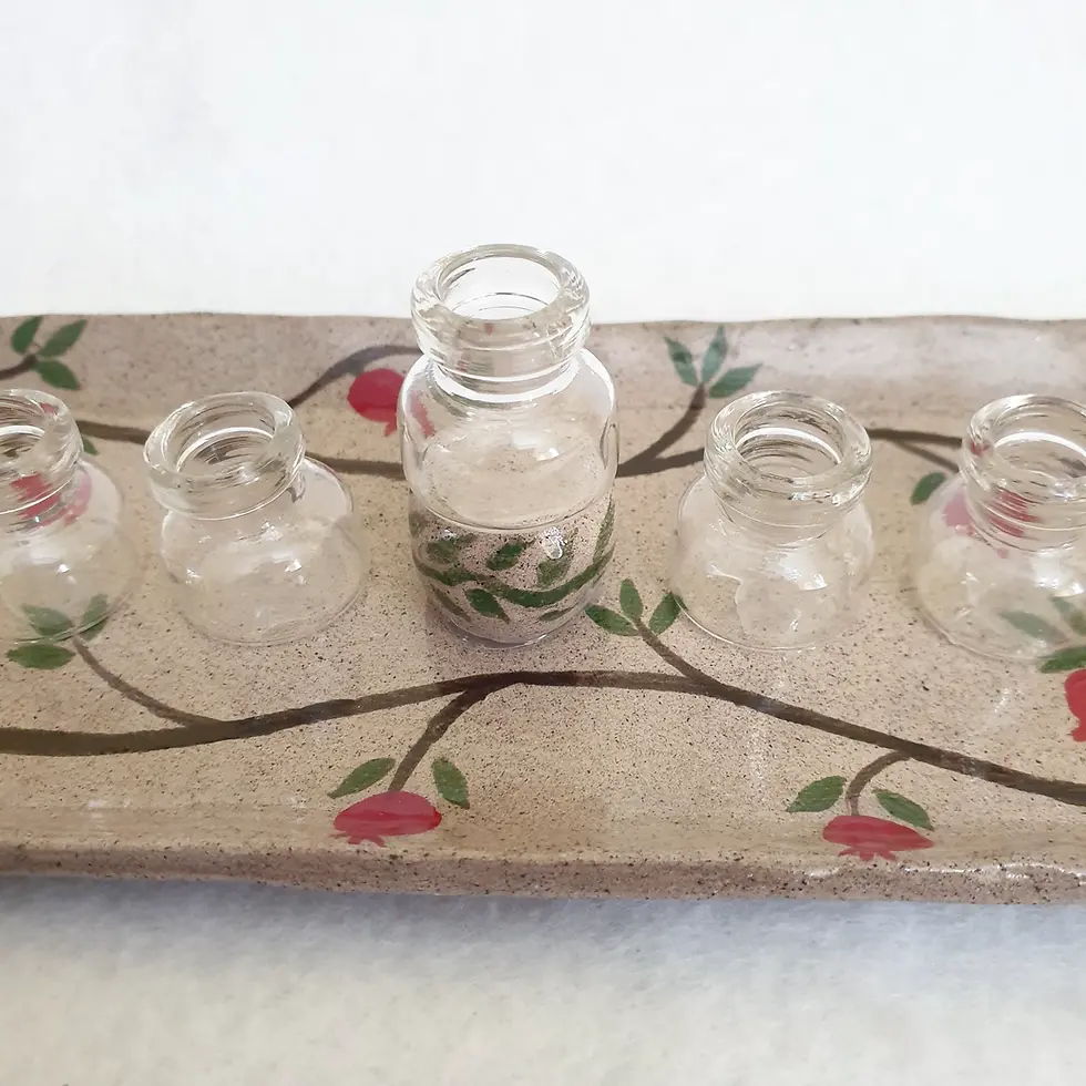 Thumbnail: A compact  pomegranate painting menorah