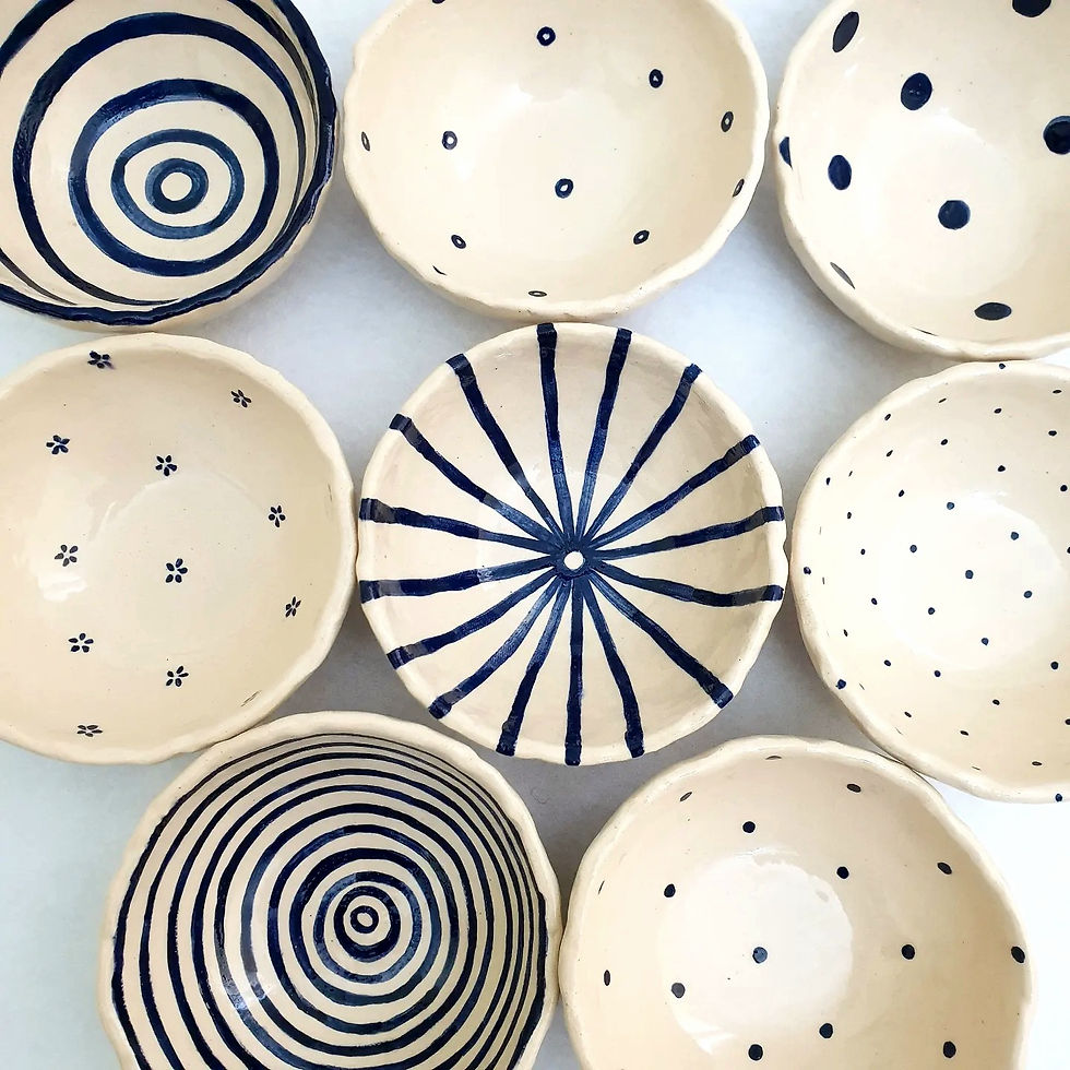 תמונה ממוזערת: סט קערת פסח עכשווית בעברית/אנגלית - שמנת כחול + קעריות