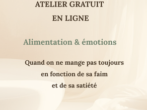 Illustration abstraite aux tons beige et crème, formes douces et ondulantes, évoquant un mouvement lent et contenu, utilisée comme image d’introduction de l’atelier Alimentation et émotions.