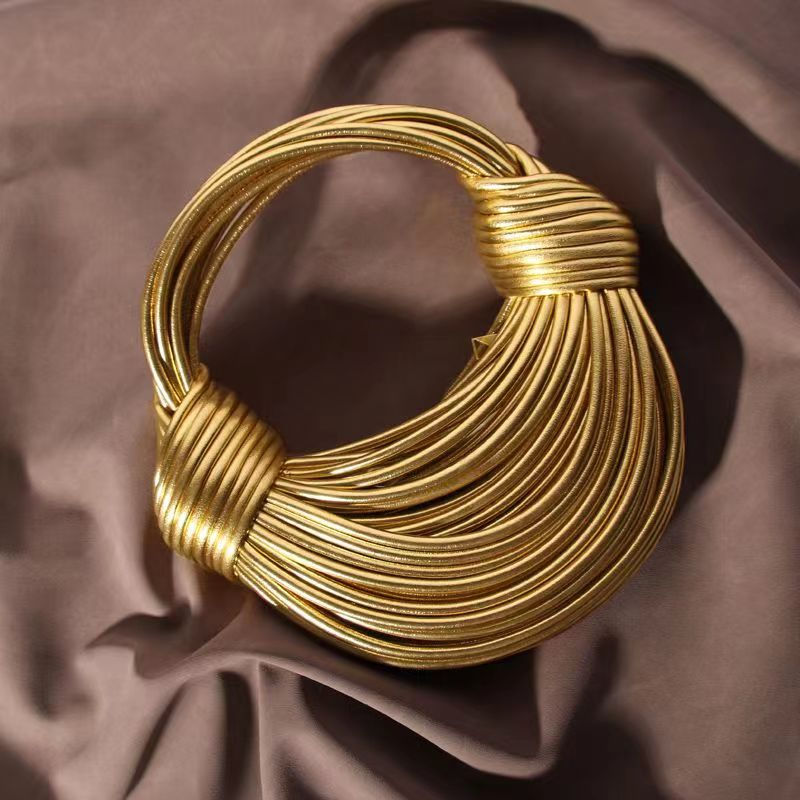 Handbags for Women 2025 New in Gold Luxury Designer Brand Handwoven Noodle Bags