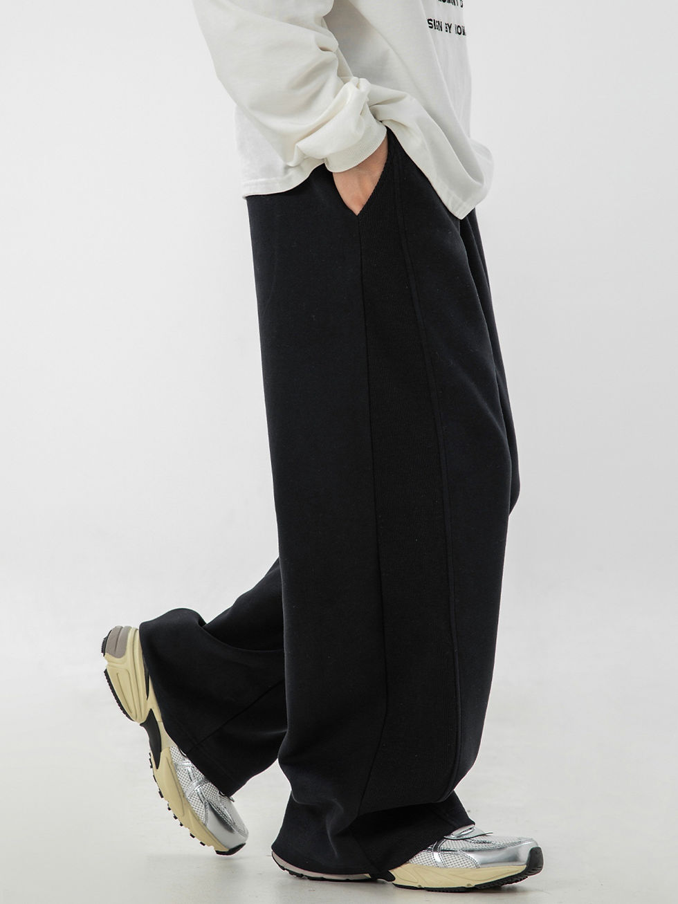 Thumbnail: Mens Side Panel Straight Leg Casual Pants Heavyweight Loose Fit Sweatpants