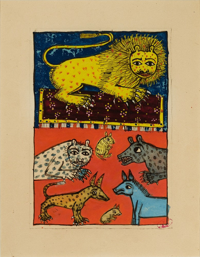 Unbekannter abessinischer Künstler: Illustration zu „Die pestkranken Tiere“ (Bild: Musée Jean de La Fontaine / M. de La Forest)