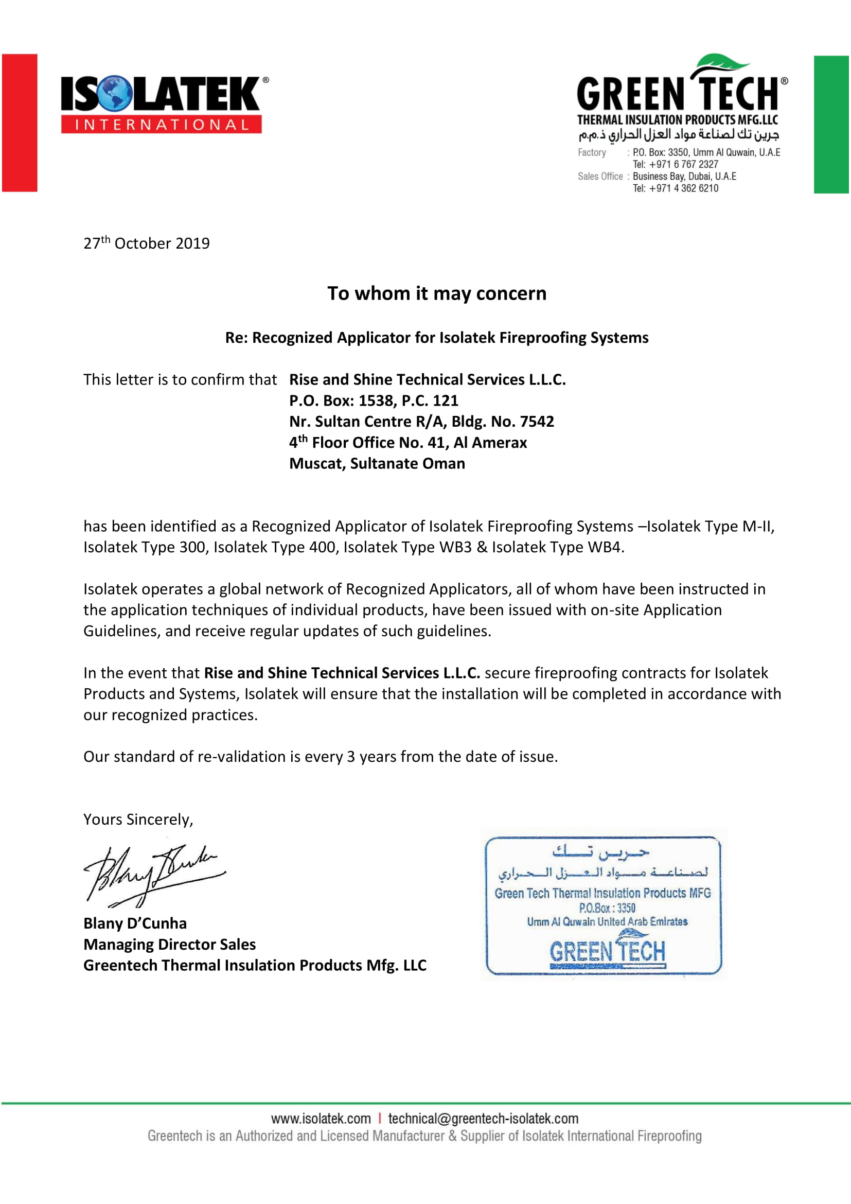 Isolotek Applicator Certificate