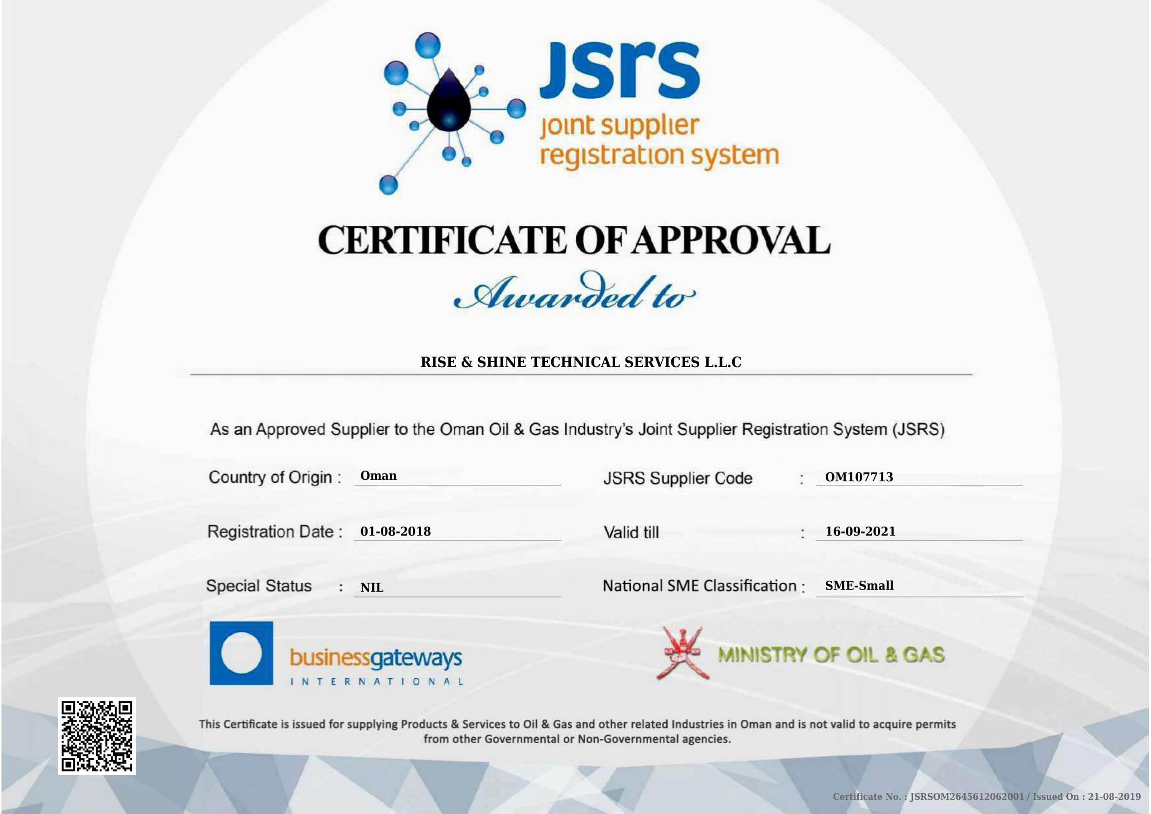 JSRS Certificate