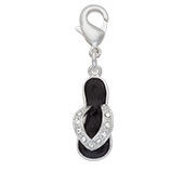 Thumbnail: Silver Plated With Enamel Flip-Flop Charms - choose your color!