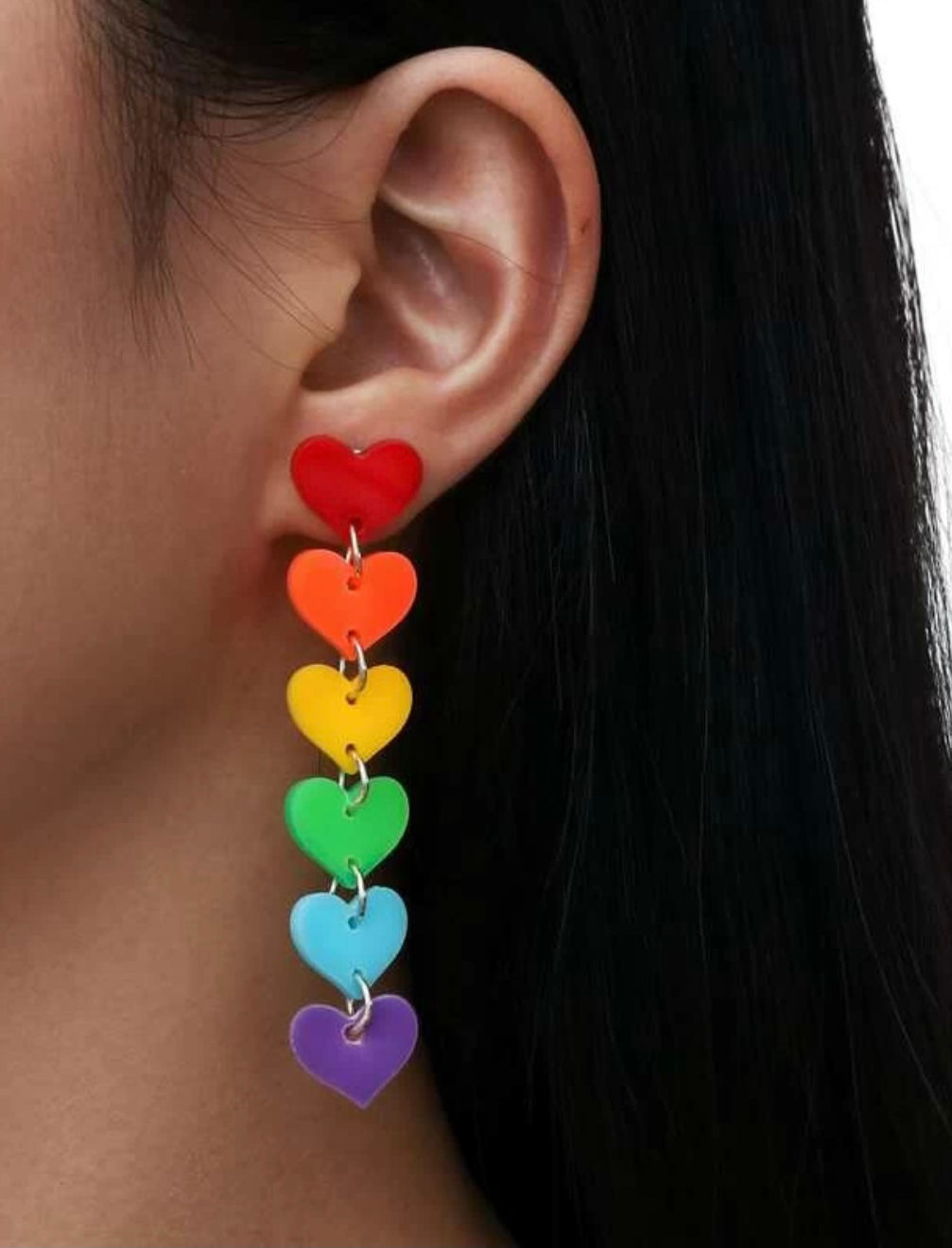 RAINBOW Hearts Drop Earrings