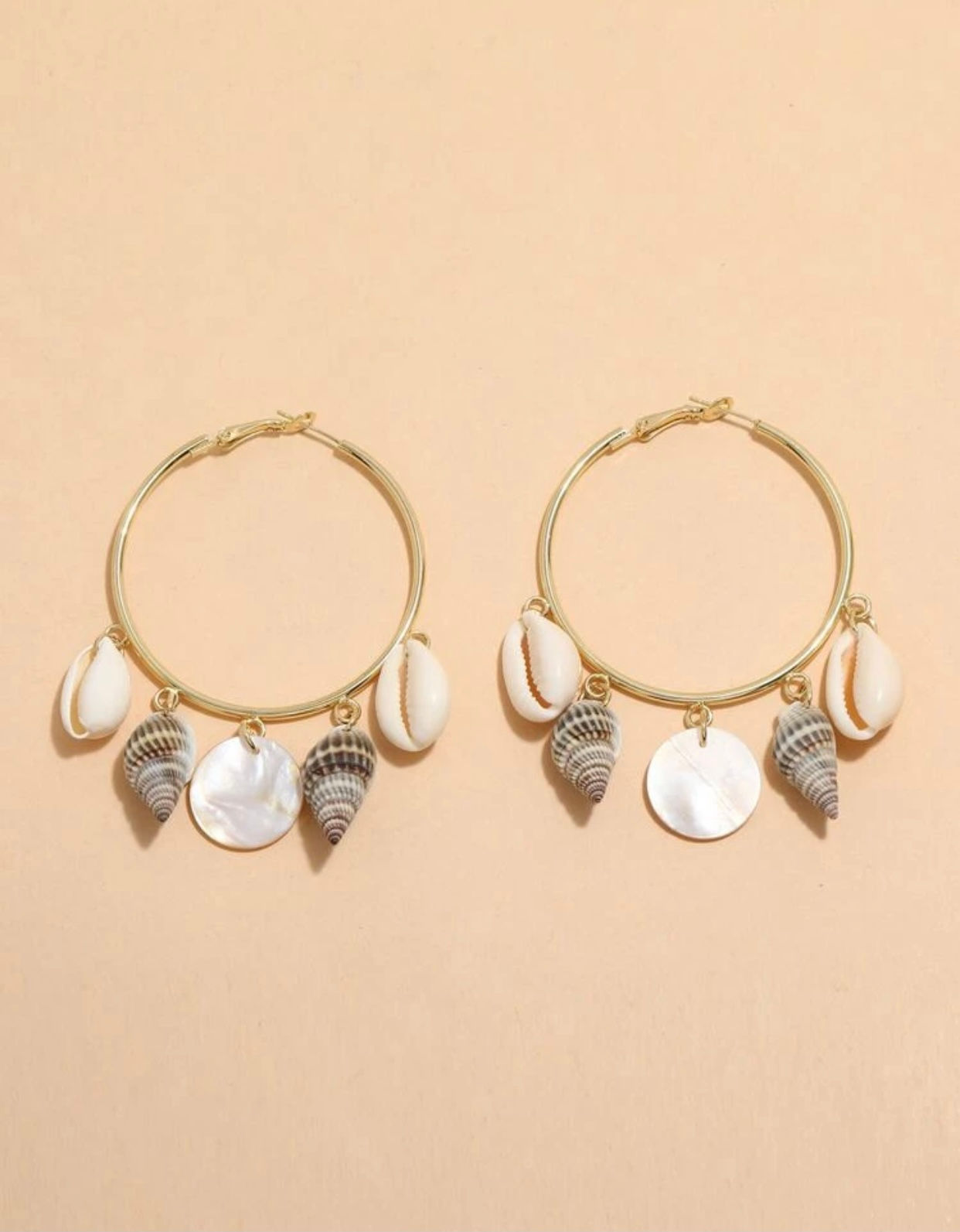 3" Shell Charms Hoop Earrings