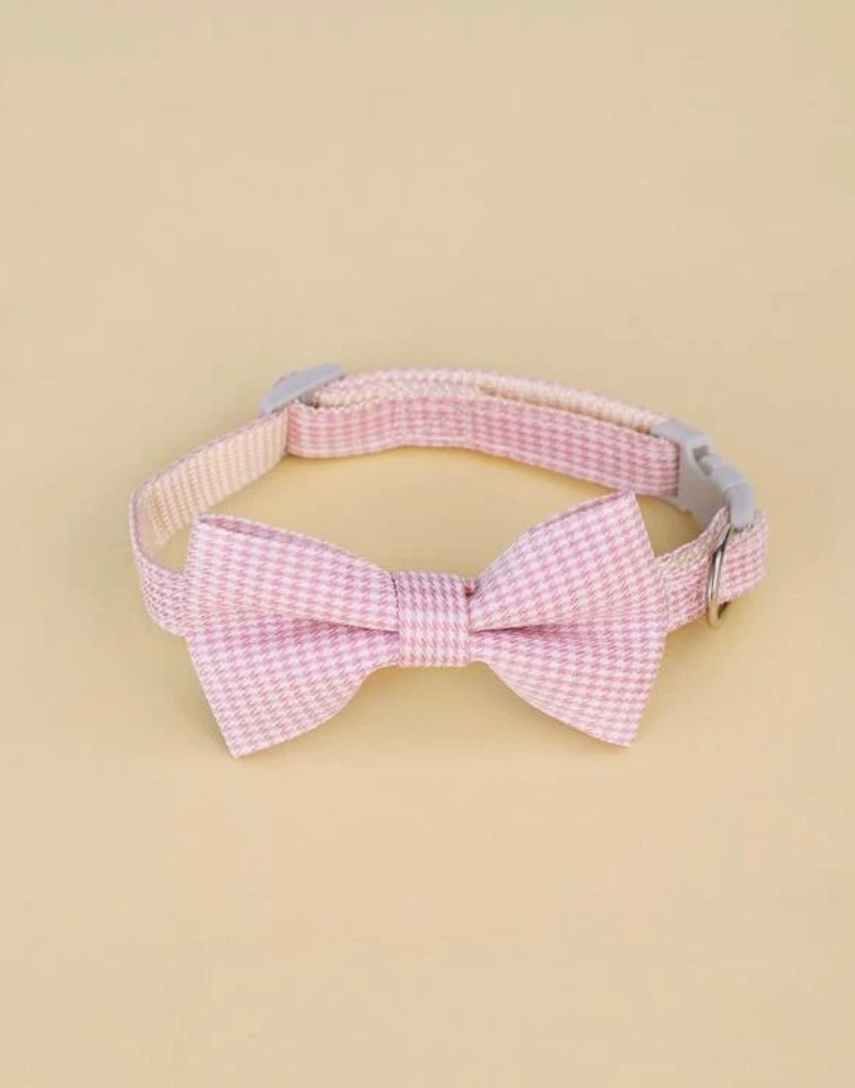 Thumbnail: PET COLLAR w/HOUNDSTOOTH PATTERNED BOWTIE - 3 Color choices!