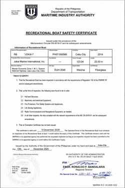 Safety certificate