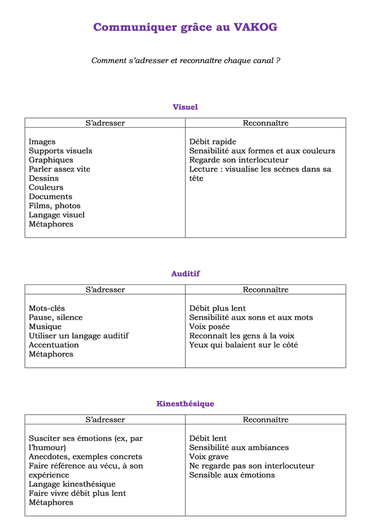 Communiquer grâce au VAKOG