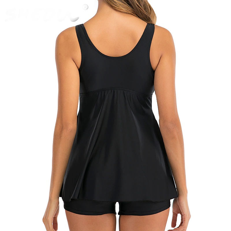 Traje de baño tankini de talla grande para mujer color negro | PARAIRDEVACACIONES.COM