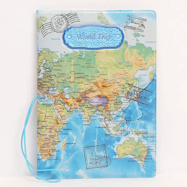 Miniatura: Funda de pasaporte con mapa del mundo creativo para unisex, porta pasaporte mapa