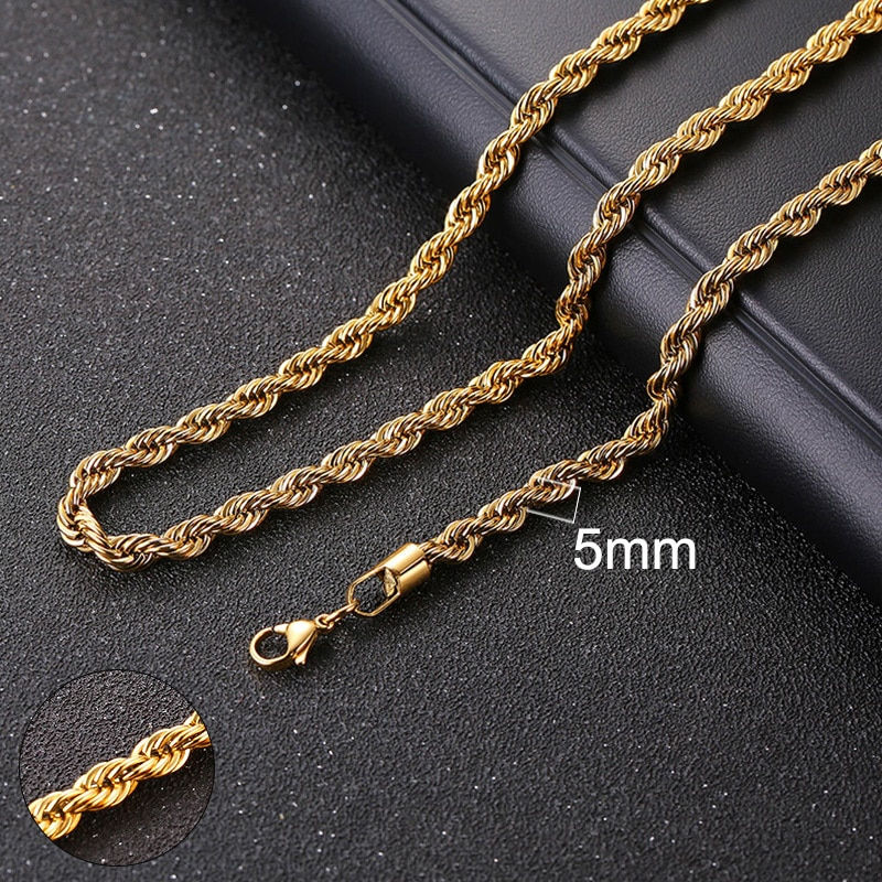 Miniature : Collar de cadena cubana unisex, gargantillas de cadena de acero inoxidable | EBEPEX Express