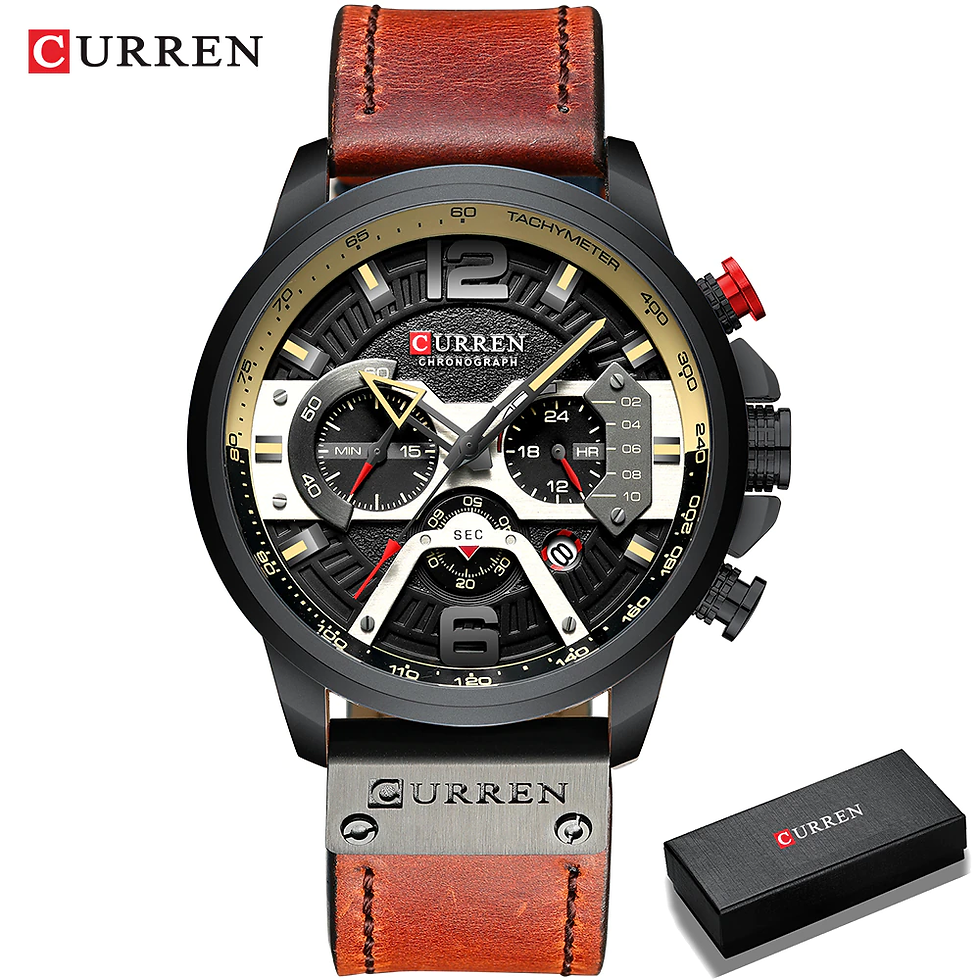Miniatura: Relojes deportivos casuales para los hombres de lujo de cuero militar | EBEPEX Express