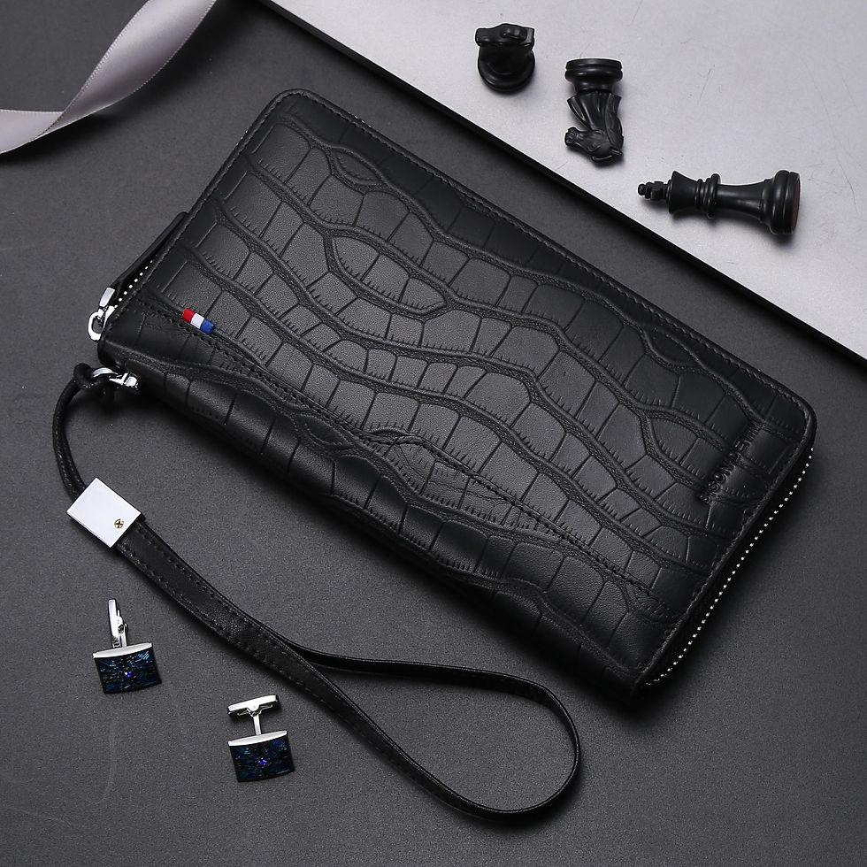 Miniatura: Cartera de cuero genuino con bloqueo de RFID