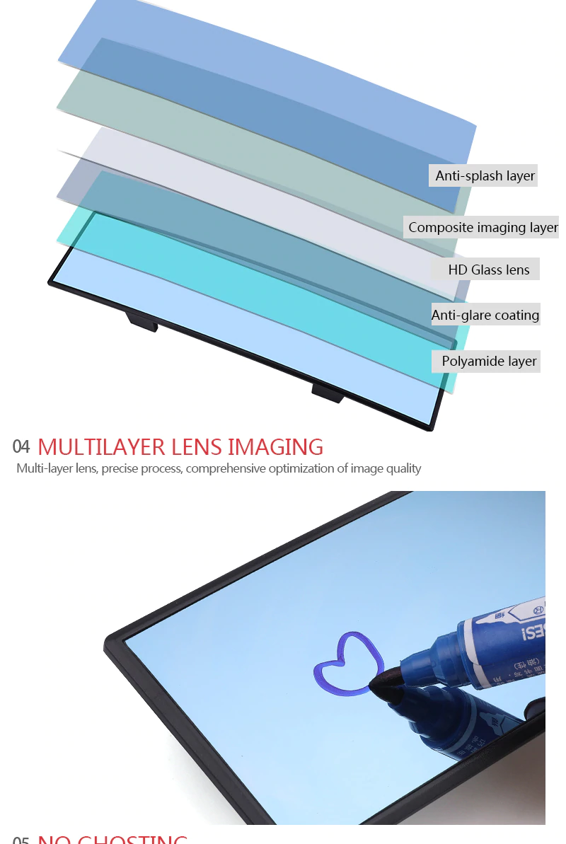 Miniatura: Espejo retrovisor panorámico interior, espejo retrovisor gran angular universal