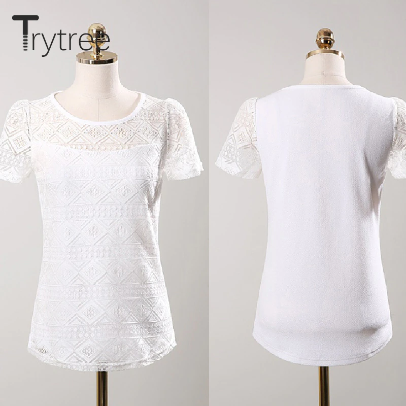 Thumbnail: Blusa blanca de encaje para mujeres | PARAIRDEVACACIONES.COM