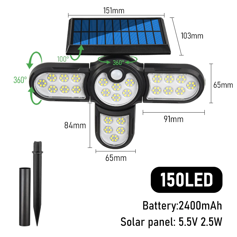 Miniatura: Lámpara solar LED con panel solar para exteriores con sensor de movimiento  | EBEPEX Express