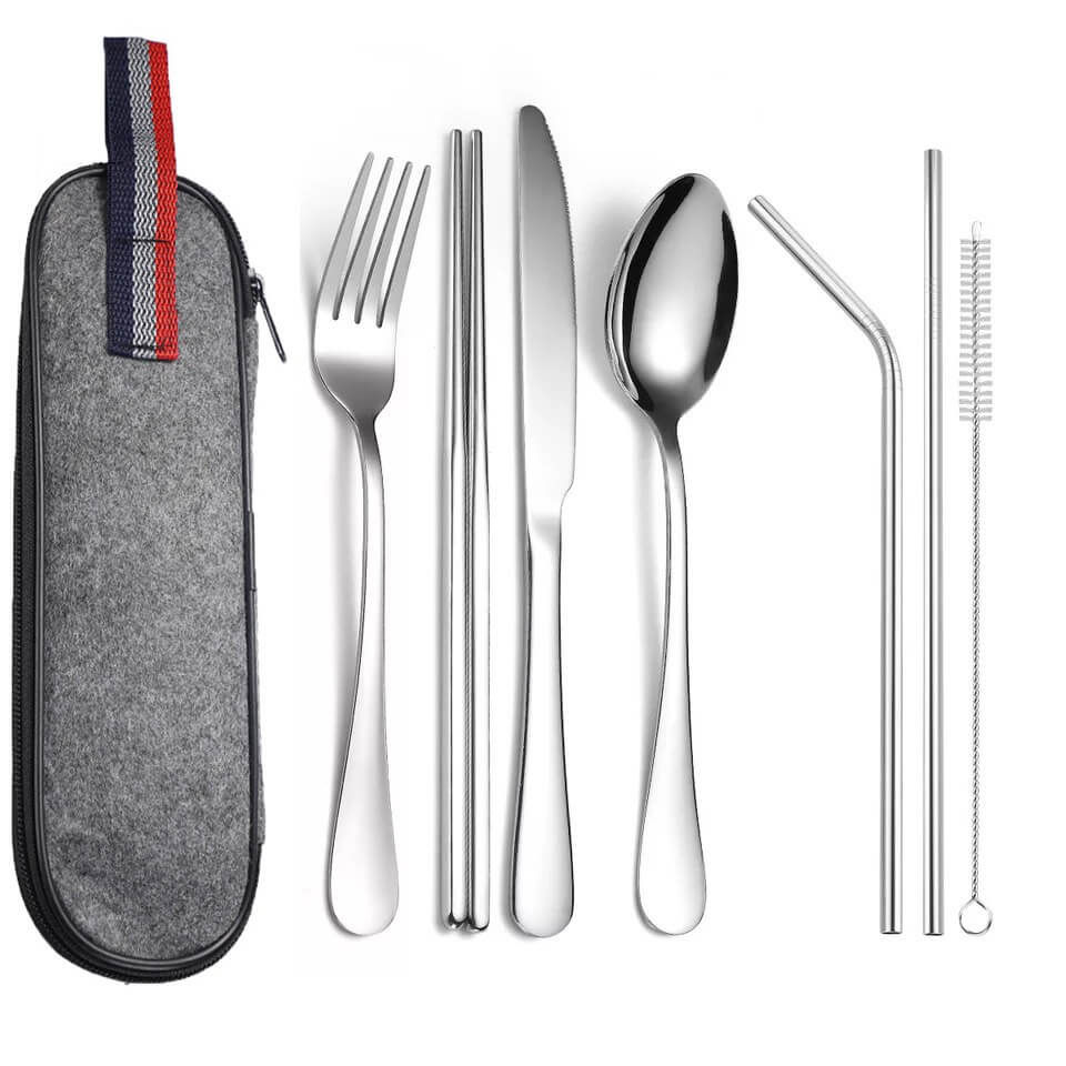 Miniatura: Parairdevacaciones.com-juego-de-cubiertos-para-viaje-portatil-cubiertos camping acero inoxidable