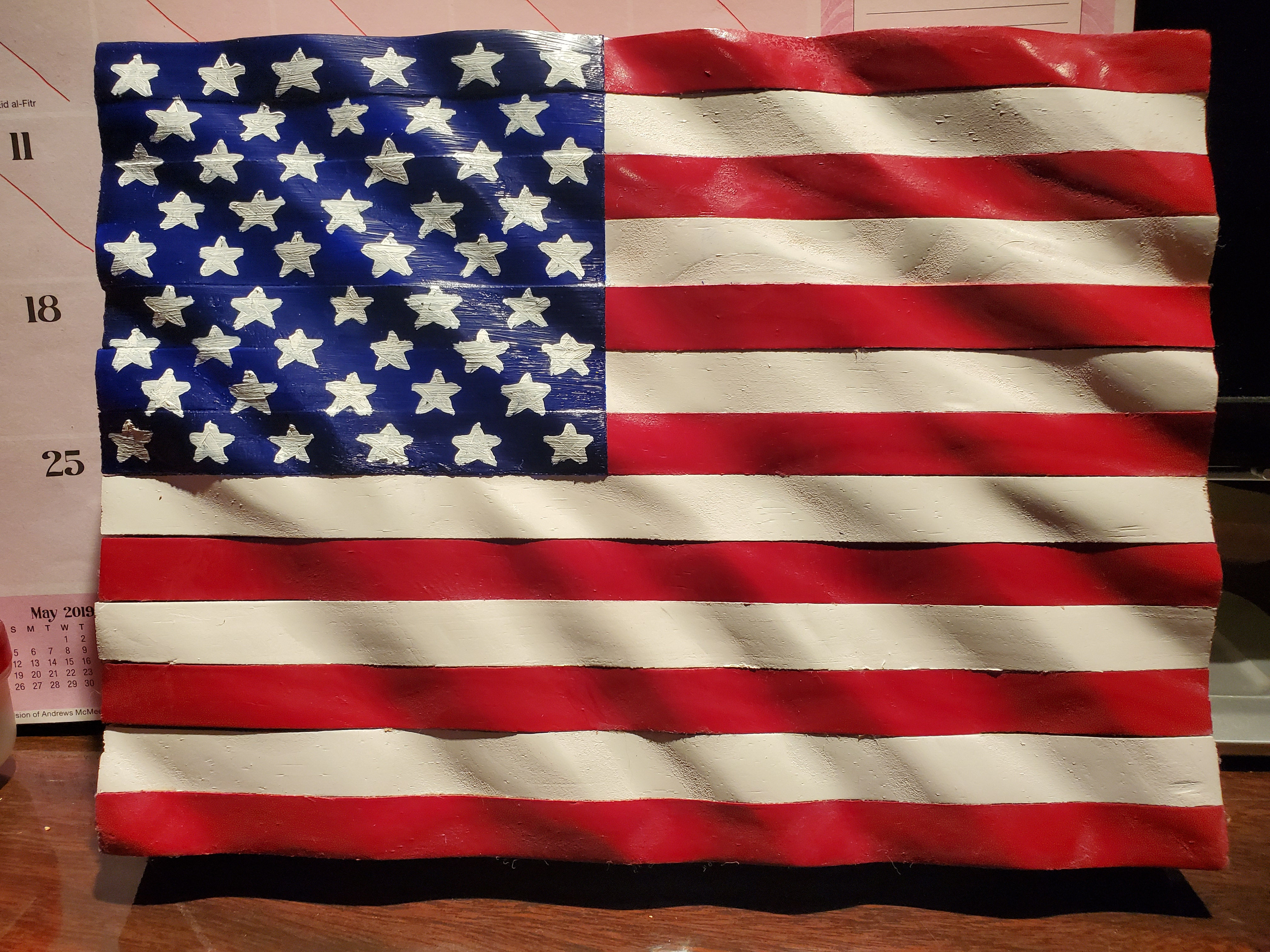 Wavy, wooden American Flag (Small)