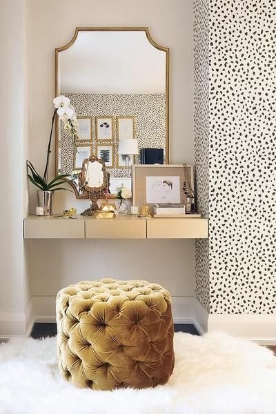 golden dressing table in alcove