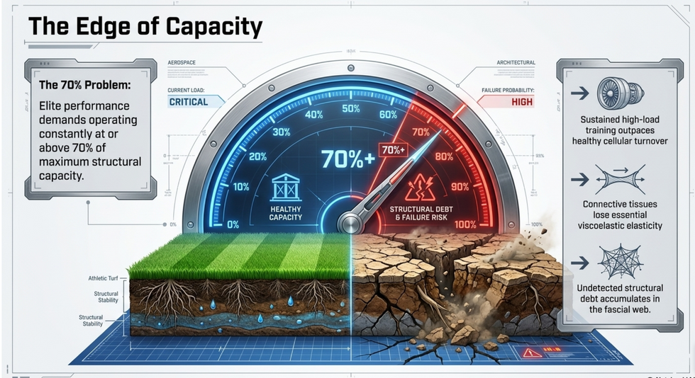 The Edge of Capacity, failure risk above 70% if athletes do not allow their connective tissue enough time to heal and adapt.