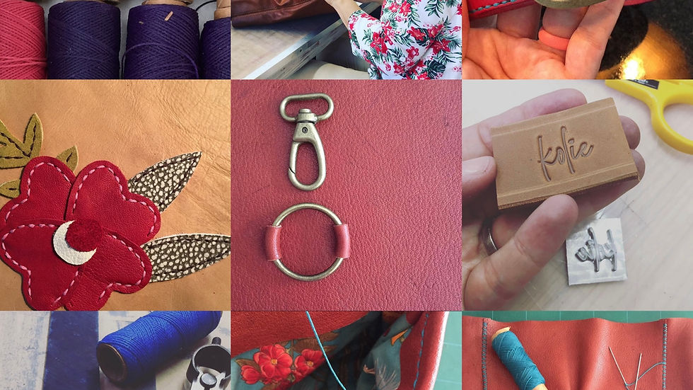 Collection of snapshots of me, Linka Botha doing leather work.