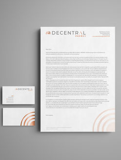 Business card and letterhead for Decentral Energy