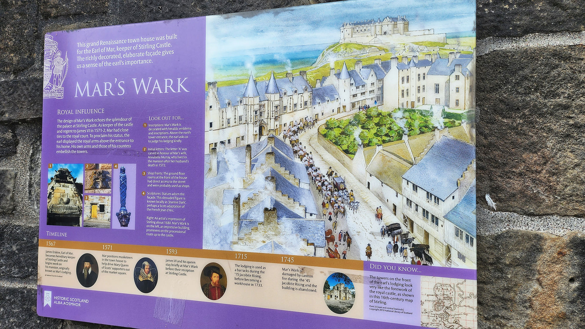An informational sign that shows the original plans for a townhouse known as Mars Walk. 