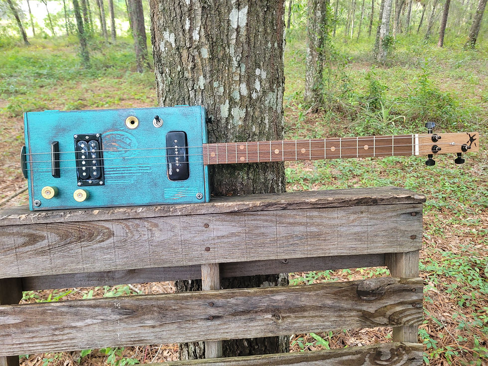 Thumbnail: 3 String Electric Cigar Box Guitar    Swamp Dog