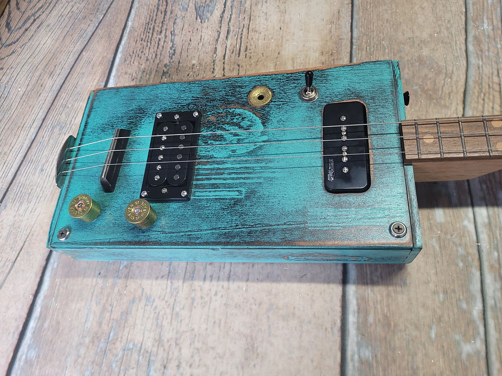 Thumbnail: 3 String Electric Cigar Box Guitar    Swamp Dog